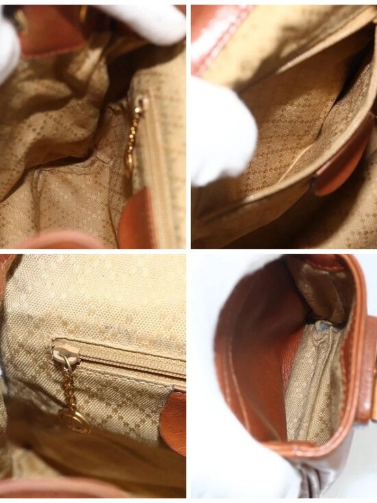 GUCCI Bamboo Backpack Leather Brown Gold 003 3444 0030 Auth bs35138 main image 16